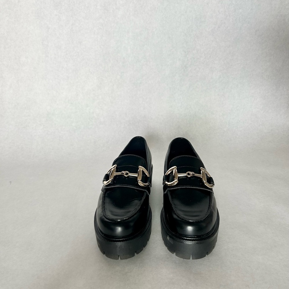 H&M Black Loafers with Metallic Buckle